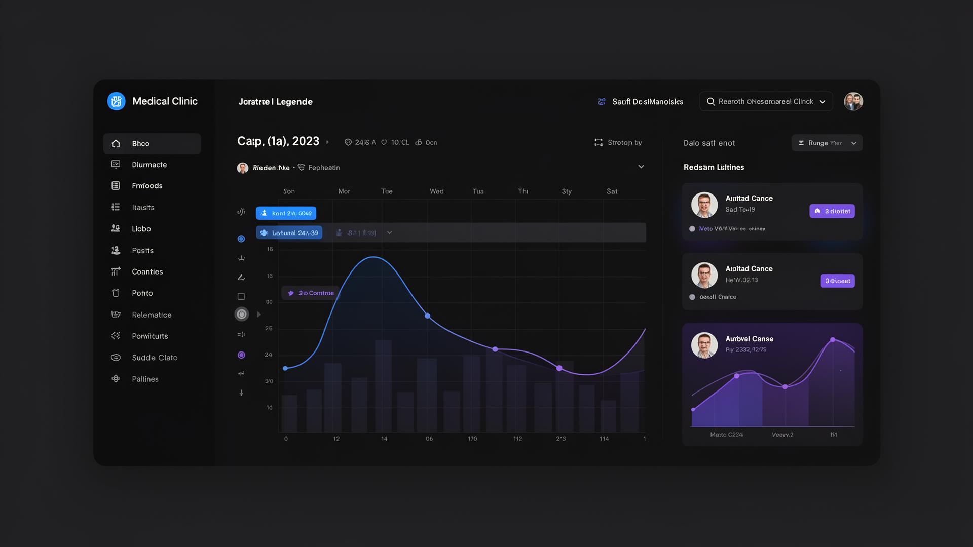 Dashboard do sistema Clinix